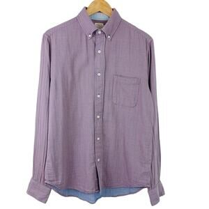 Faherty SZ M 100% Cotton Rose Pink Blue Gingham Button Down Shirt